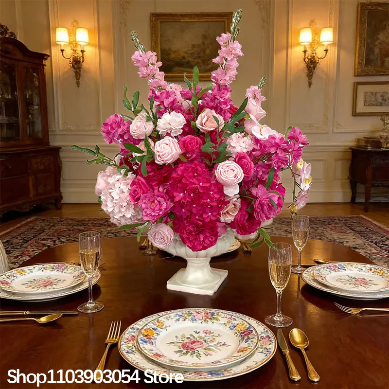 40cm 15,74 Zoll Pinkfarbene Rosen-Delphinium-Blumenkugel Tischdekoration Hochzeitshintergrund Empfang Gang Fenster Fotorequisiten – Detail 1