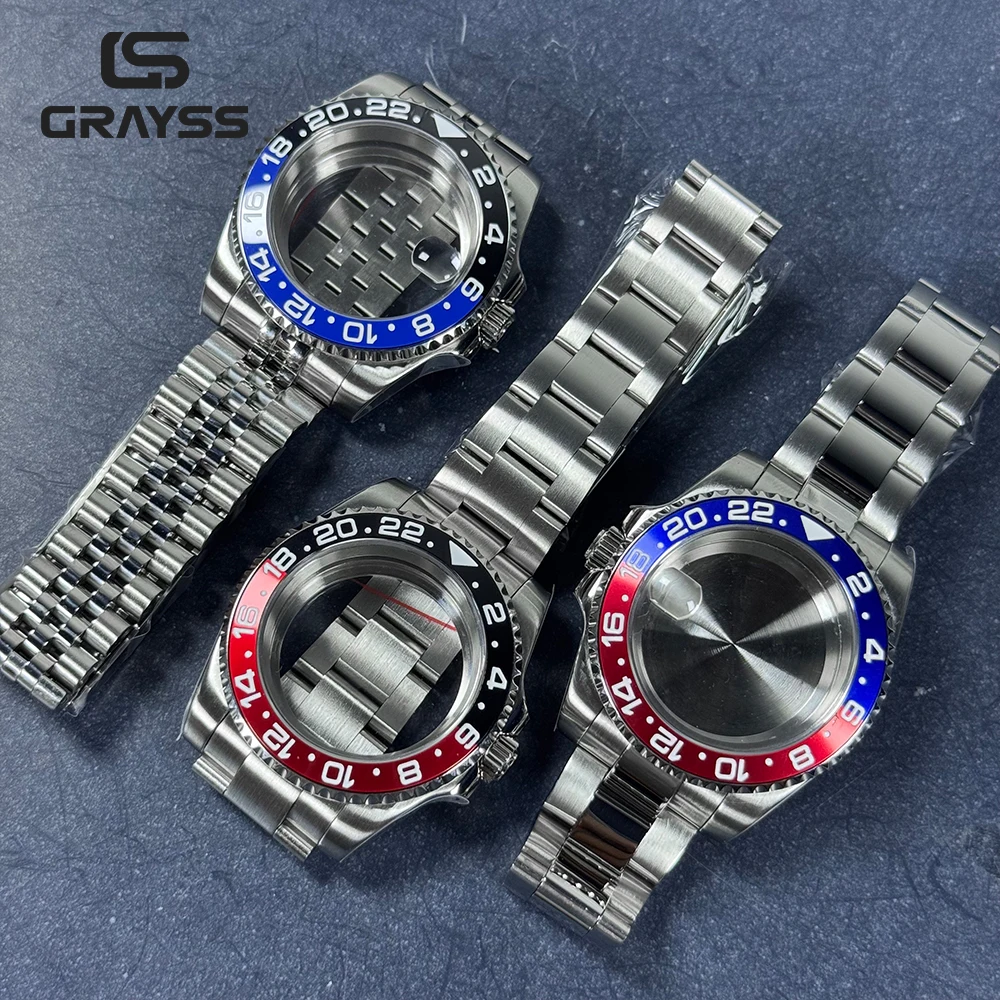 Diver Watch Case Fit for Sub Polish Oyster Band Mod NH34 NH35 NH36 NH70 NH72 20bar Red Blue Bezel 120 Clicks Sliding Buckle