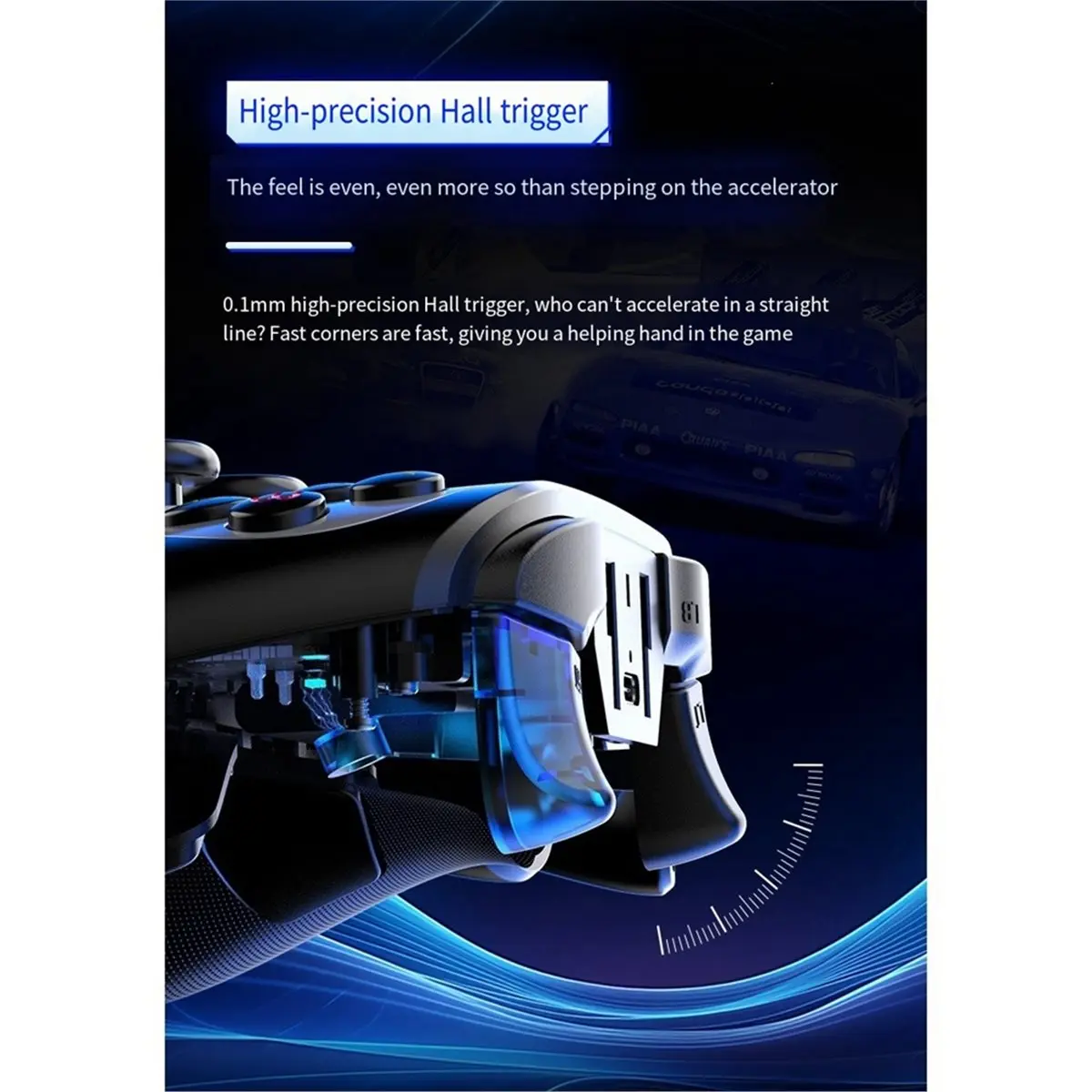 Wireless Game Controller for Switch/PC/IOS/Android Hall Effect Dual Vibrations Gamepad with Programmable Back TURBO A