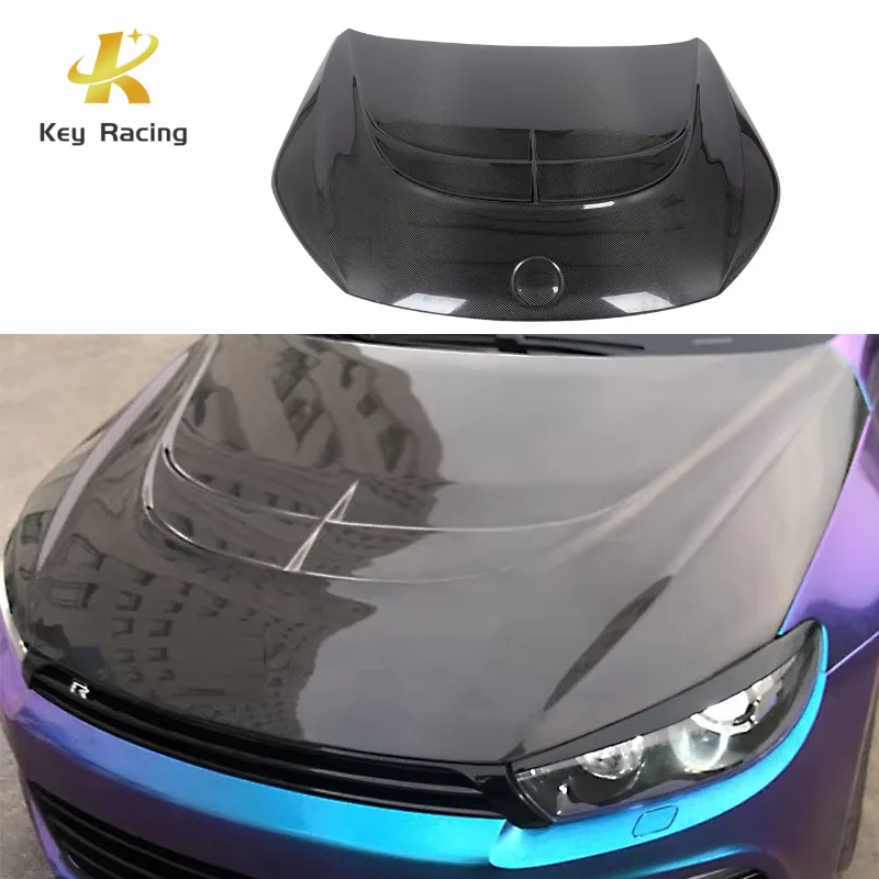 For Volkswagen Scirocco R  Hood Carbon Fiber Aspec Style Engine Hood Cover Bonnet Body Kit