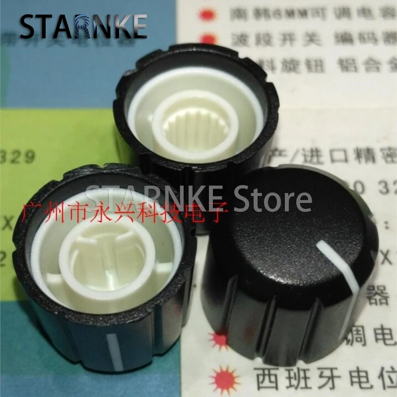 20PCS Potentiometer Knobs Caps 15x13.5MM Plastic Knob Cap Switch Encoder Knob Inner Hole 6MM Flower Shaft/Half Shaft