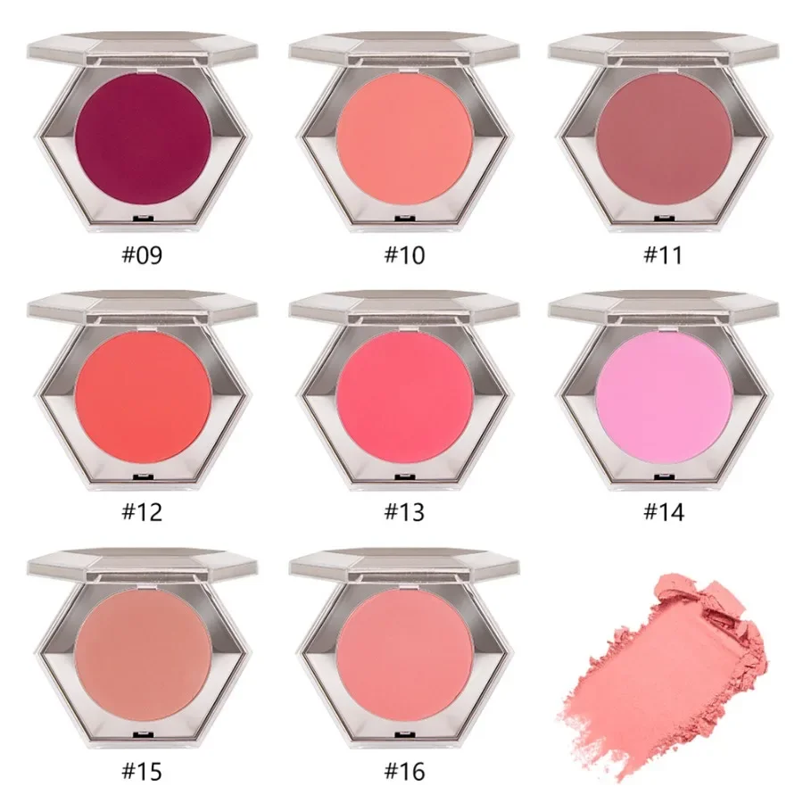 Private Label 8colors Blush Pressed Powder Brighten Waterproof Long Lasting Hexagon Mirror Tube Matte Peach Rouge Palette Bulk