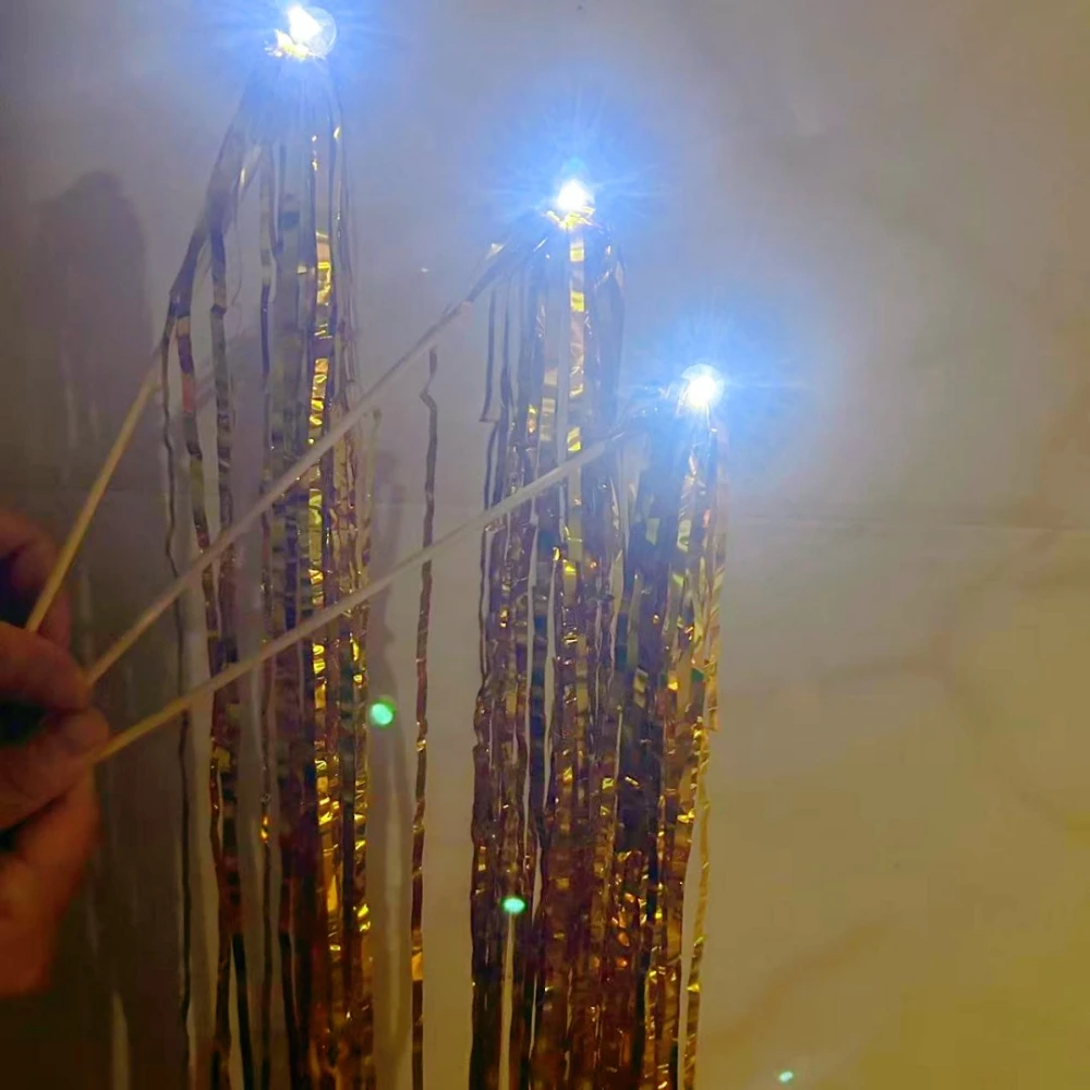 3/5/10 قطعة وشاح المطر الذهبي الفضي متوهجة الجنية عصا ، الزفاف عيد الحب عيد الميلاد السنة الجديدة كرنفال الطرف الديكور #4