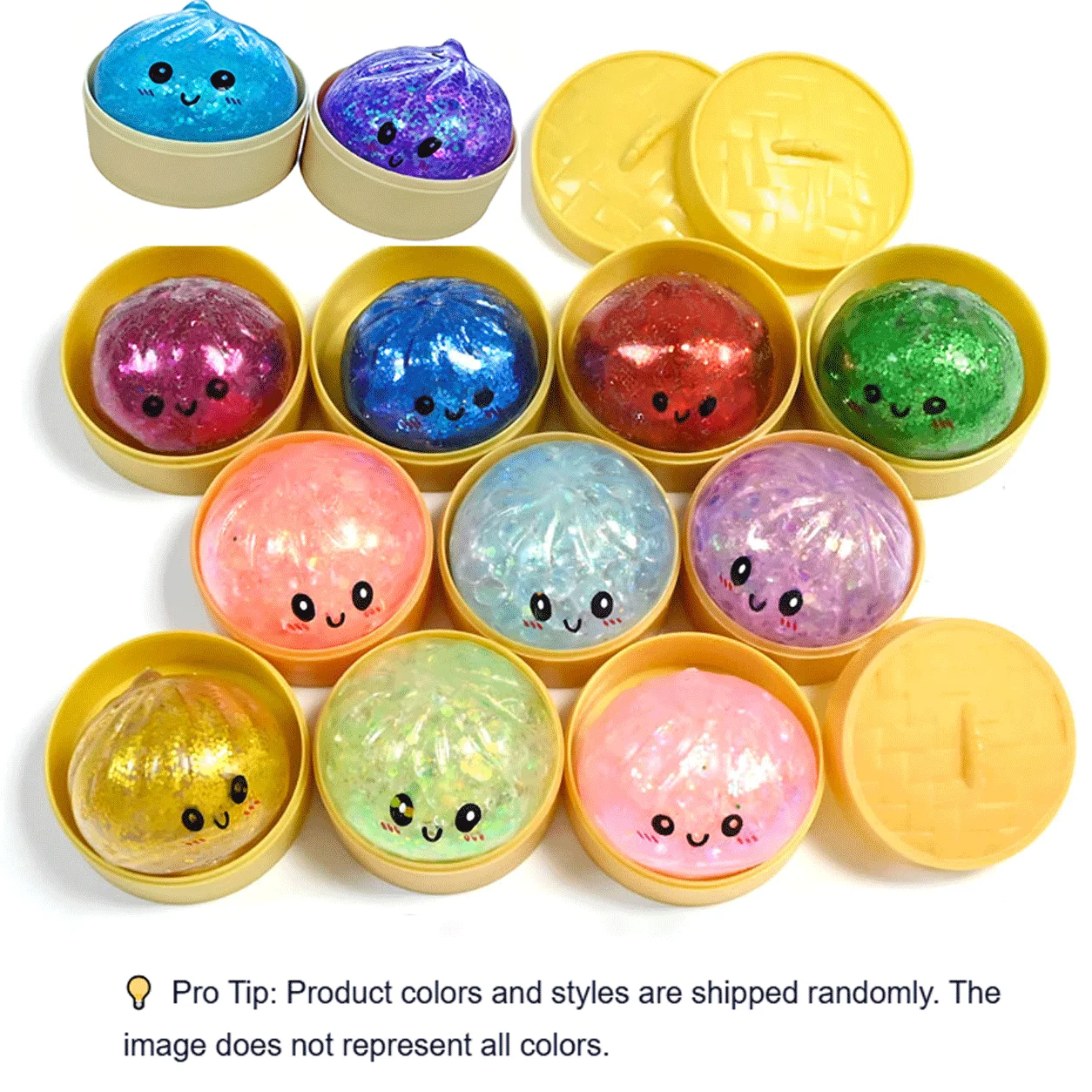 2026 Glitzer-Glow Dumpling Squishy Stressbälle Bunte Fidget Sensorik-Spielzeuge Stressabbau Dehnbares Schreibtisch-Spielzeug für Kinder und Erwachsene
