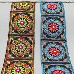 Ethnic Colorful thread Lace Trim Embroidered Webbing DIY Handmade Sewing Ribbons Clothing Decorative