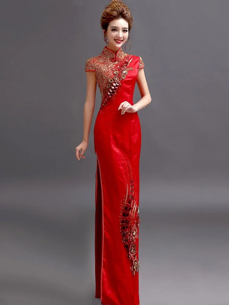 

New runway long performance Chinese cheongsam grand dress