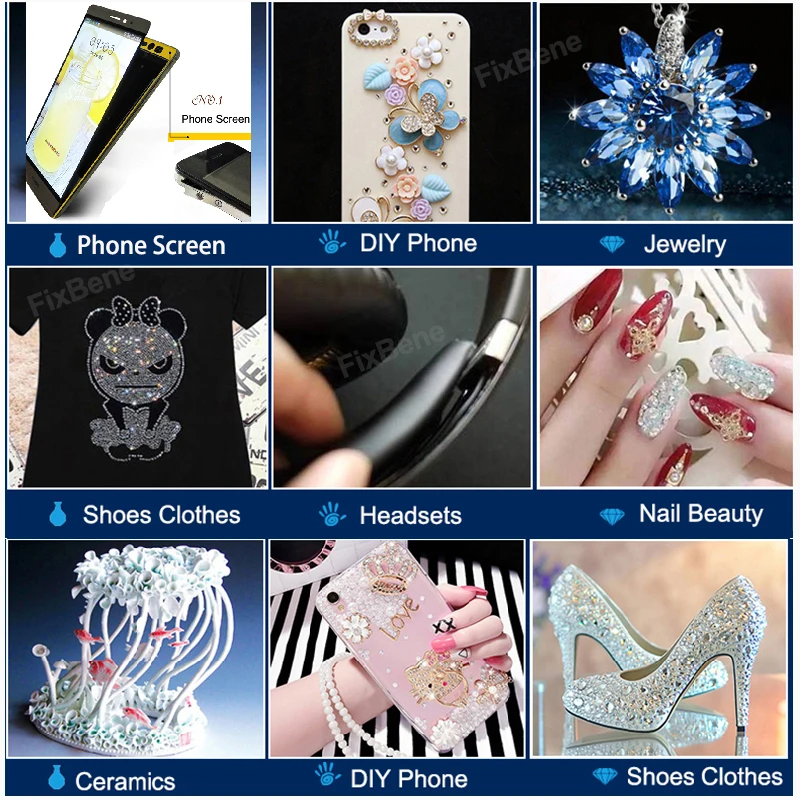 T9000 Mobile Phone Screen Glue Repair Kit Adhesive Strong Frame Back Cover Zhanlida Rhinestone Fabric Plastic Model Wood Acrylic