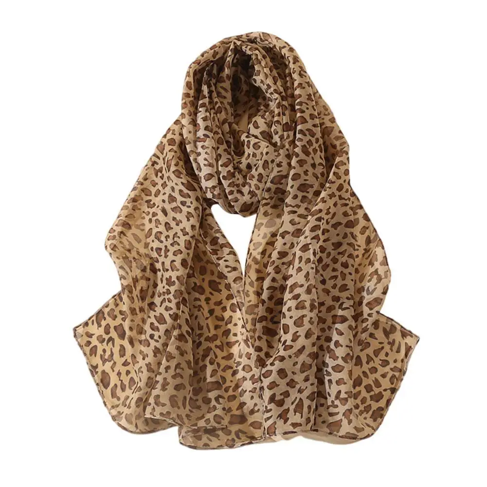 Women Leopard Print Chiffon Scarf Scarves Fashion Women Soft Ladies Muslim Printed Long Thin Shawls Scarf Winter Scarves St H8L8