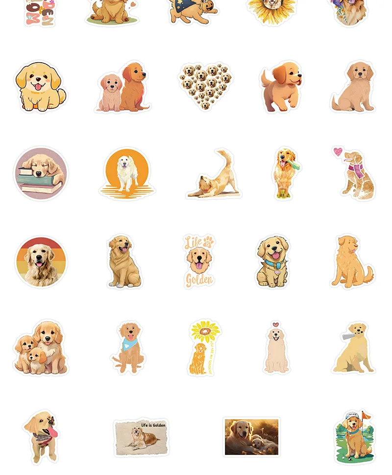 10/30/54 個ゴールデンレトリバー漫画ステッカーかわいい犬ステッカーかわいい動物のおもちゃ荷物ラップトップギターバイク装飾デカール