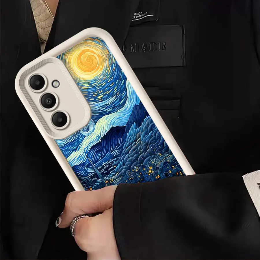 حافظة لهاتف سامسونج جالاكسي A36 A56 A14 A34 A32 A26 A24 A16 A23 A33 غلاف ناعم A13 A12 A22 فان جوخ السماء المرصعة بالنجوم