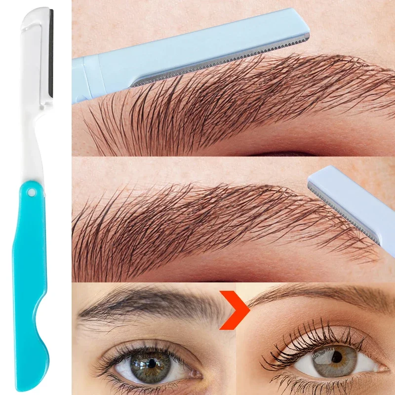 Double-ended Eyebrow Trimmer Blade Safe Professional Folding Eyebrow Knife Face Hair Removal Scraper Shaver Makeup Beauty Tools