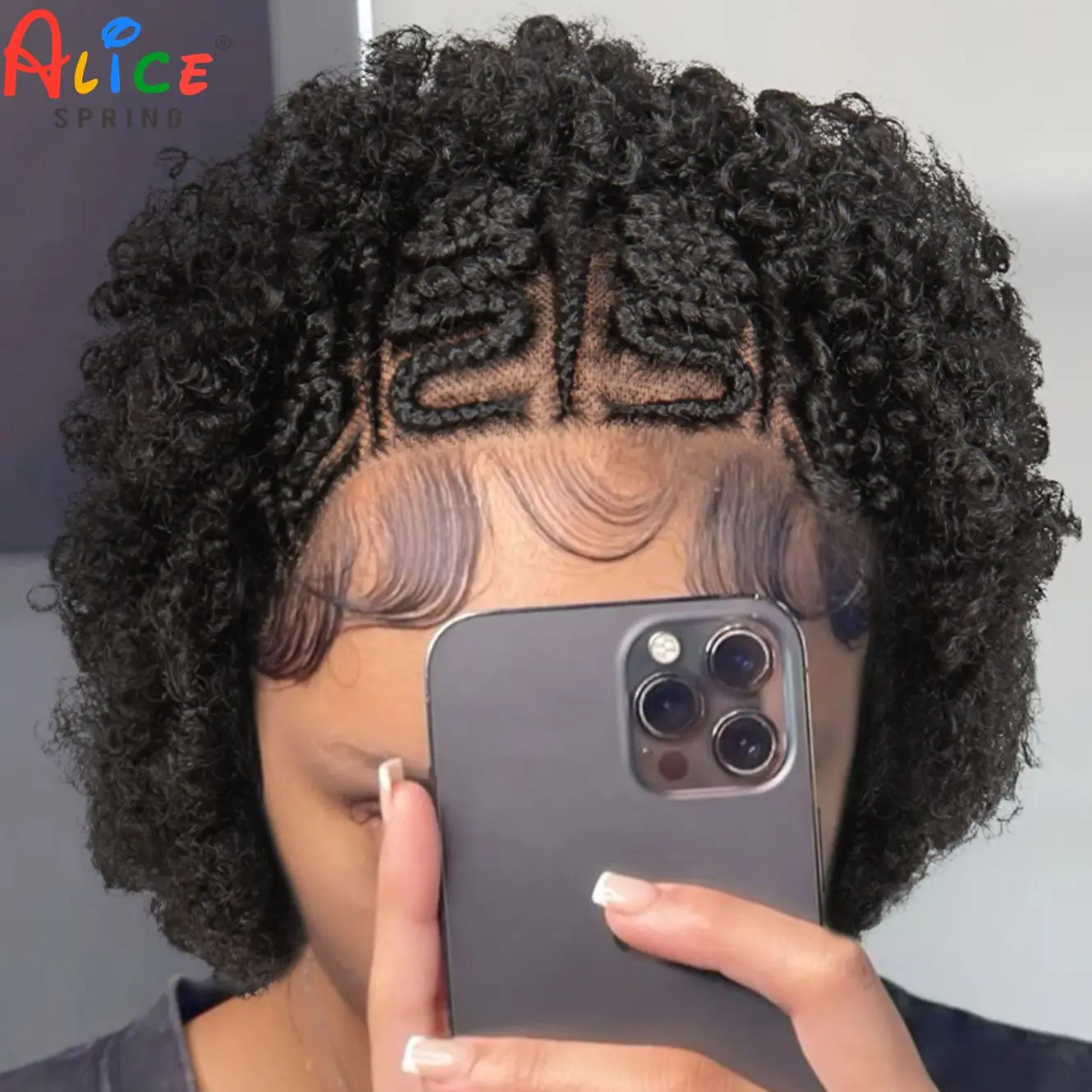 Afro Kinky Curly Braided Lace Wig Synthetic Cornrow Braided Wigs Transparent Full Lace Braids Wig With Baby Hair for Black Women