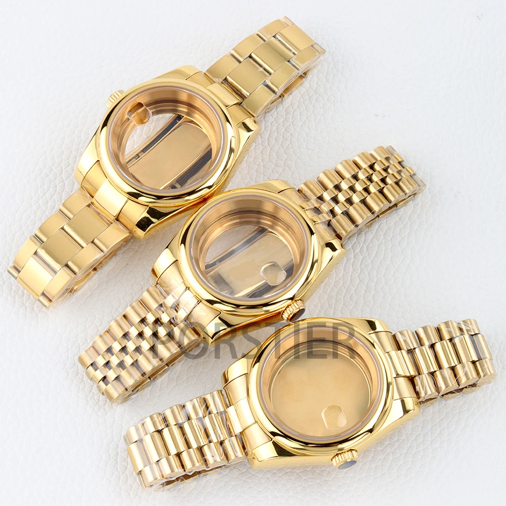 Pvd Gold 36mm/39mm NH35 Round Edge Case for Datejust NH35 NH36 Movement Sapphire Glass Presidential/Jubilee/Oyster Bracelet