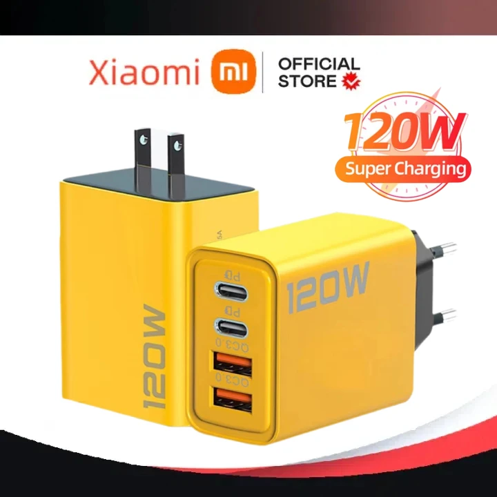 

Xiaomi 120W Fast Charging Quick Charge 3.0 GaN USB Charger Type C Cable Mobile Phone Charger Adapter For IPhone Huawei Samsung