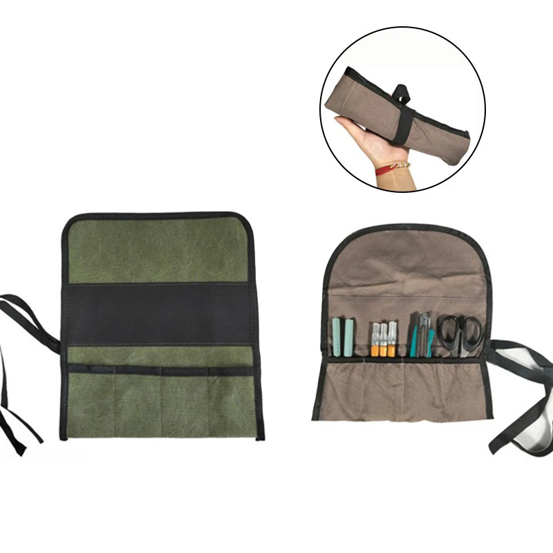 Multi Functional Woodworking Tool Storage Bag With Carving Chisels Durable Canvas For Woodworkers And DIY Enthusiasts