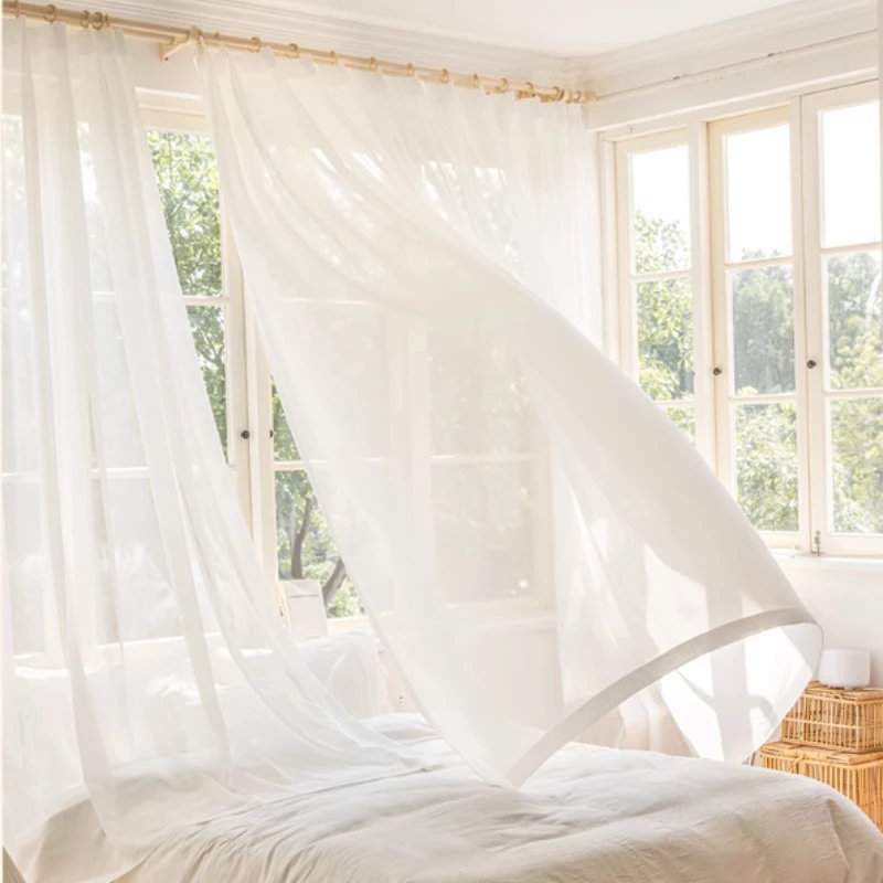 

Custom Size White Tulle Elegant Sheer Curtains for Living Dining Room Bedroom Scratch-resistant Modern Window Decor Door 창문커텐