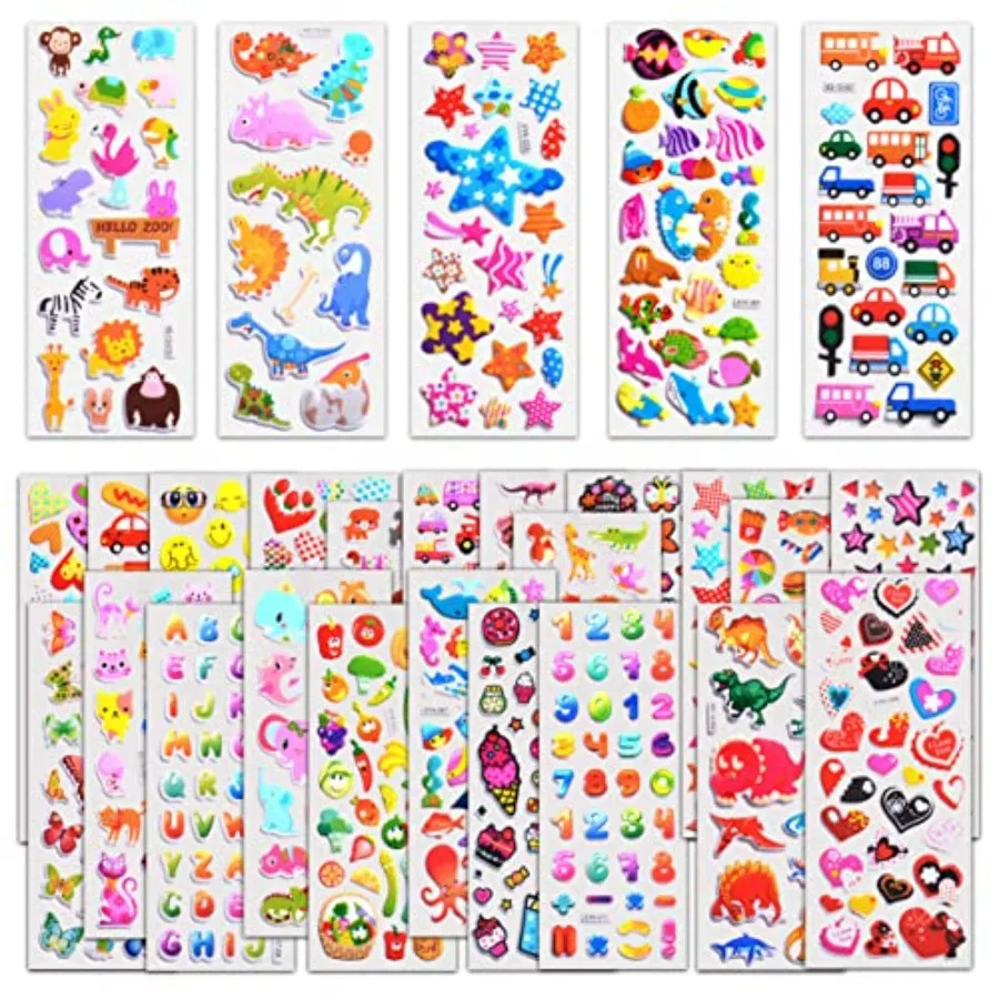 

Stickers for 1000+, 3D Puffy Stickers for Toddlers 40 Different Sheets Variety Pack for Scrapbooking, Gifts, Rewards Including