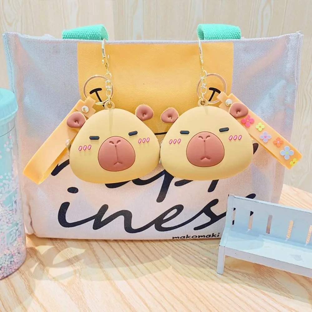 

Cartoon Capybara Silicone Coin Purse Keychain Animal Capybara Wallet Headphone Storage Bag Earphone Organizer Pouch