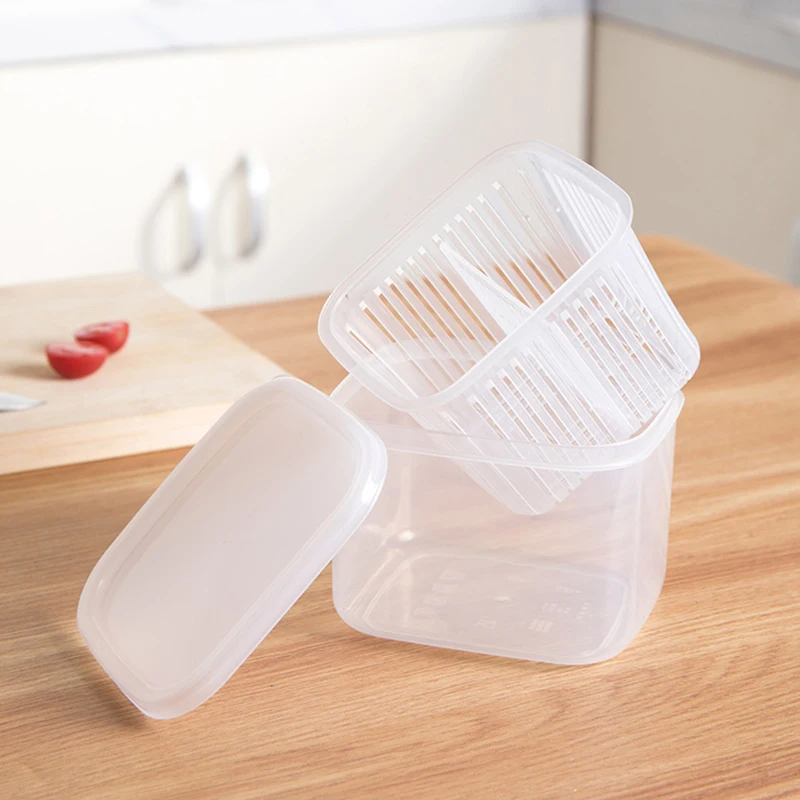 Refrigerator Fresh-keeping Box Household Kitchen Scallion Separation Box Food Material Sealed Freezing Box Drain Storage Box