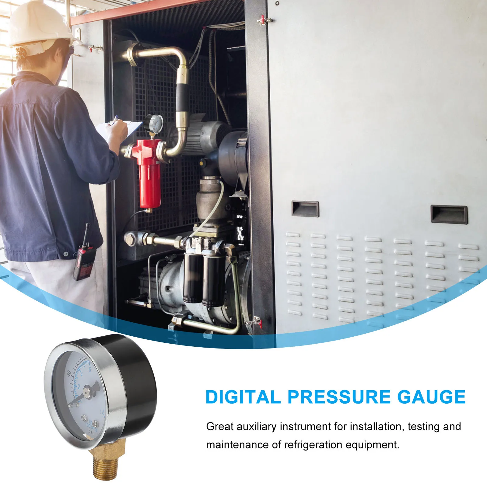 0-200 رطل لكل بوصة مربعة 0-14 بار ضاغط مقياس ضغط الهواء 40 مللي متر الطلب مقياس مزدوج Npt موضوع جبل عالية الدقة دائم