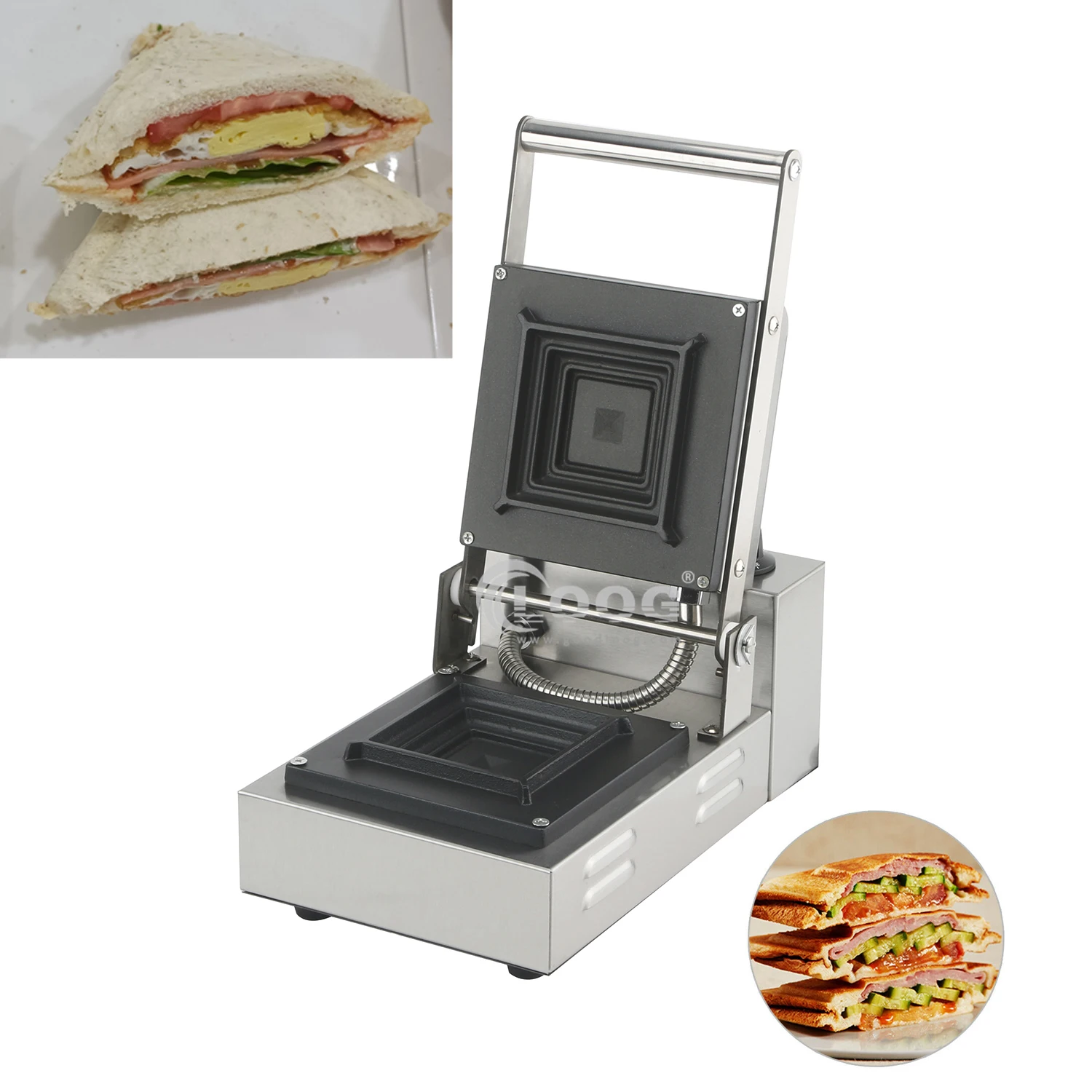 

Professional Single Sandwich Maker Non-Stick Stainless Steel Electric Press for Breakfast Best Mini Commercial Use Car Outdoor