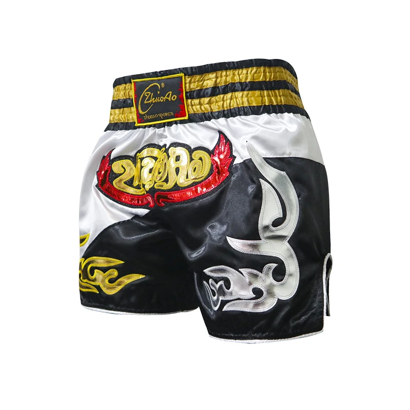 Muay Thai Pants Man Boxing Shorts Women Child Embroidery Professional Cage Fighting Kickboxing Grappling Training Workout Trunks