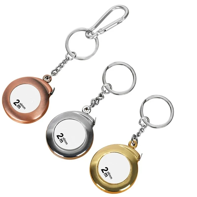 Tape Measure Keychains Functional Mini Retractable Measuring Tape Keychains 2M Stainless Steel Tape Measure Durable