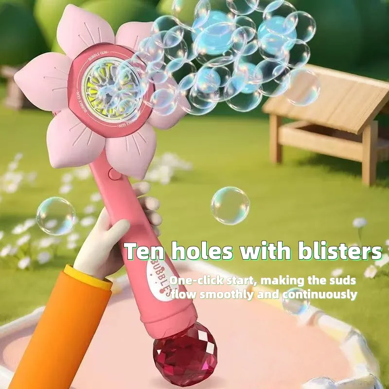 New Handheld One-Button Automatic Flower Bubble Machine, Wedding Atmosphere Prop, Perfect Gift