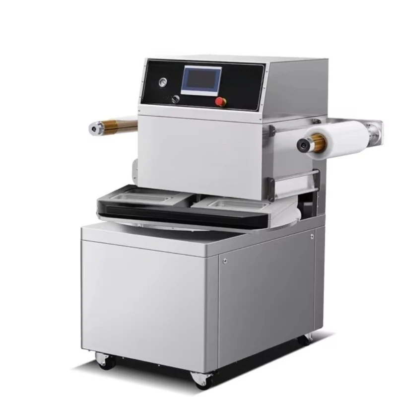 Customize Semi Automatic Modified Atmosphere Ready Meal Vacuum Flushing Packaging Machine for Meat Fish Food Tray Sealer Seal