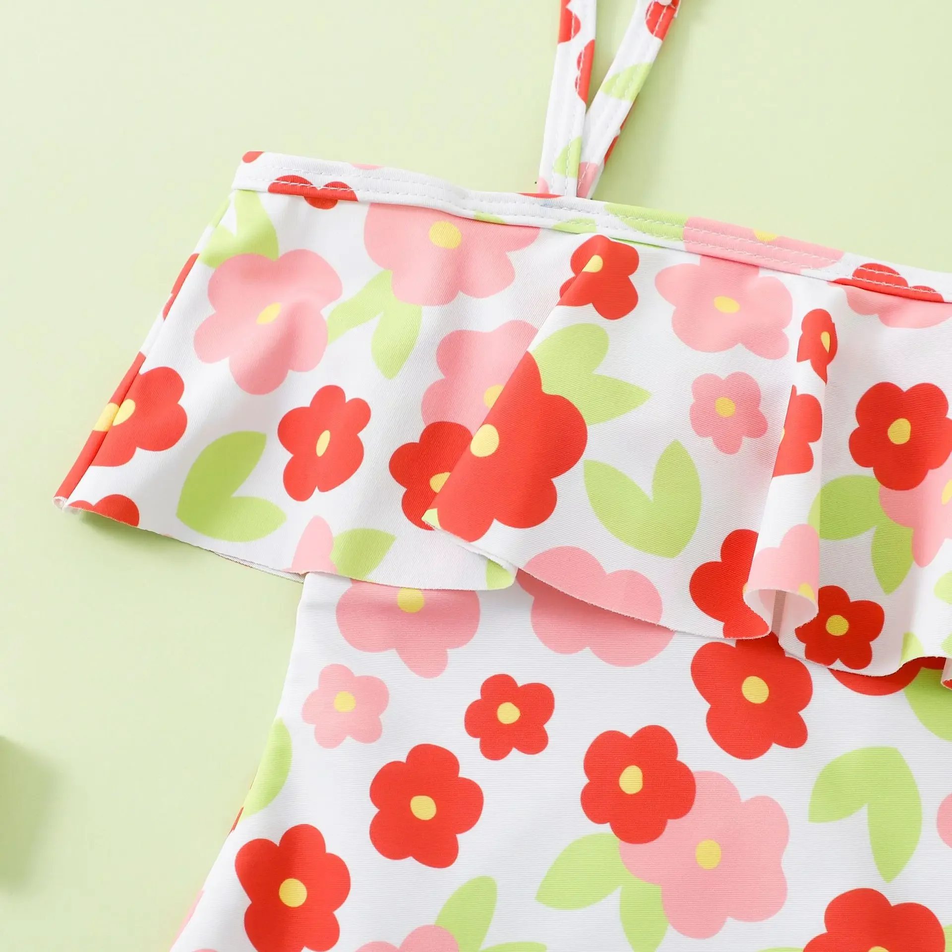 Floral Girls One Piece Swimsuit 8-14 Year Kids Swim Suit Teenage Children's Swimwear Ruffle Bathing Suits Beach Wear Bodysuit