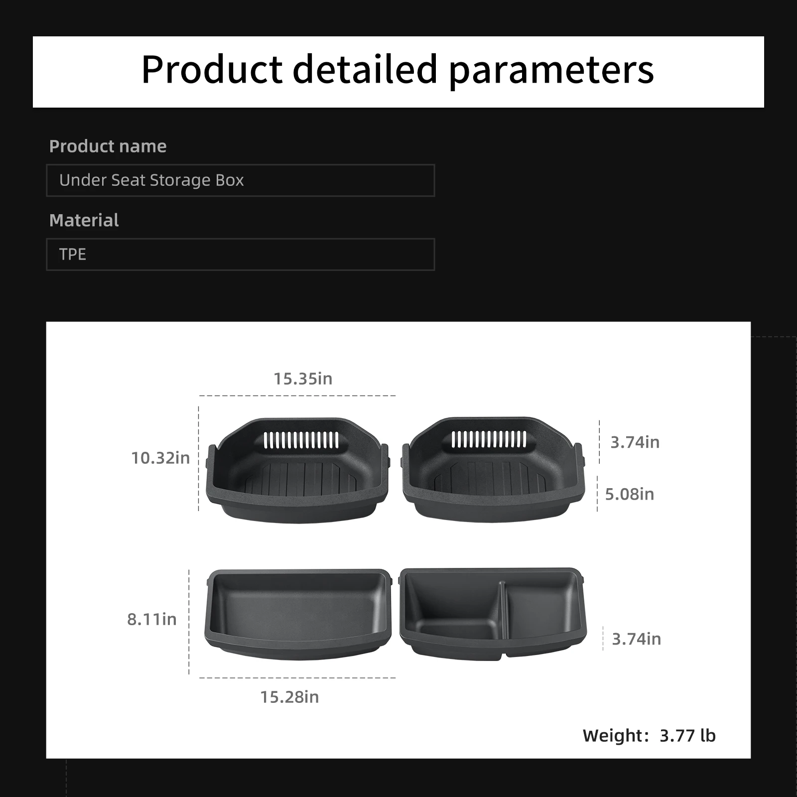 for Tesla Model YL 2025 2026 Car First Row Under Seat Front Rear Storage Box Drawer Type TPE Car Tray Organizer Accessories
