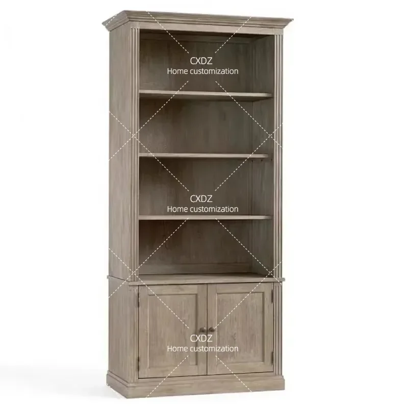 American all-solid wood foreign trade bookshelf Floor-to-ceiling bookcase Locker Living room shelf Storage rack Simple modern