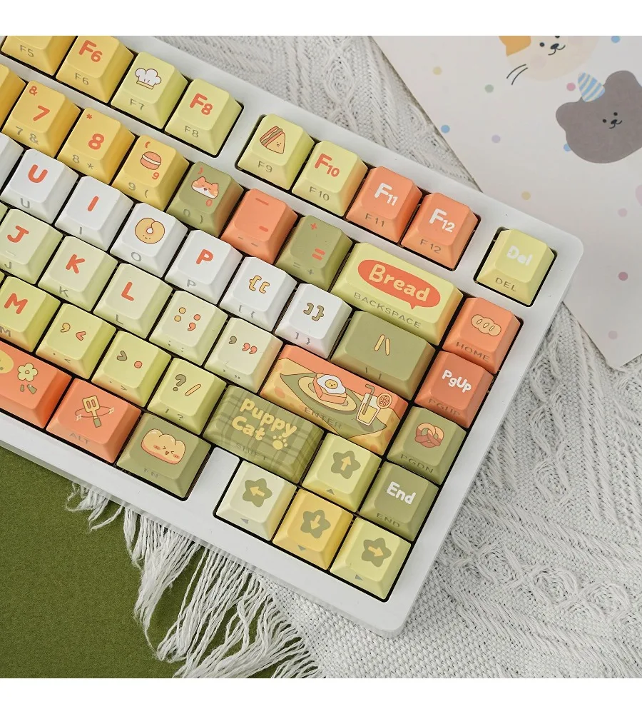 Double engraving small lucky light transmission Pbt original full set of keycaps Korean Russian European small language 5-sided