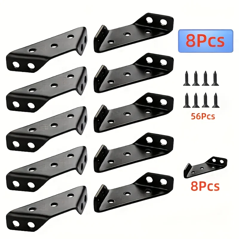 64-piece pack - includes 8 sets of stainless steel corner brackets, easy to install and rust-resistant, for building support.