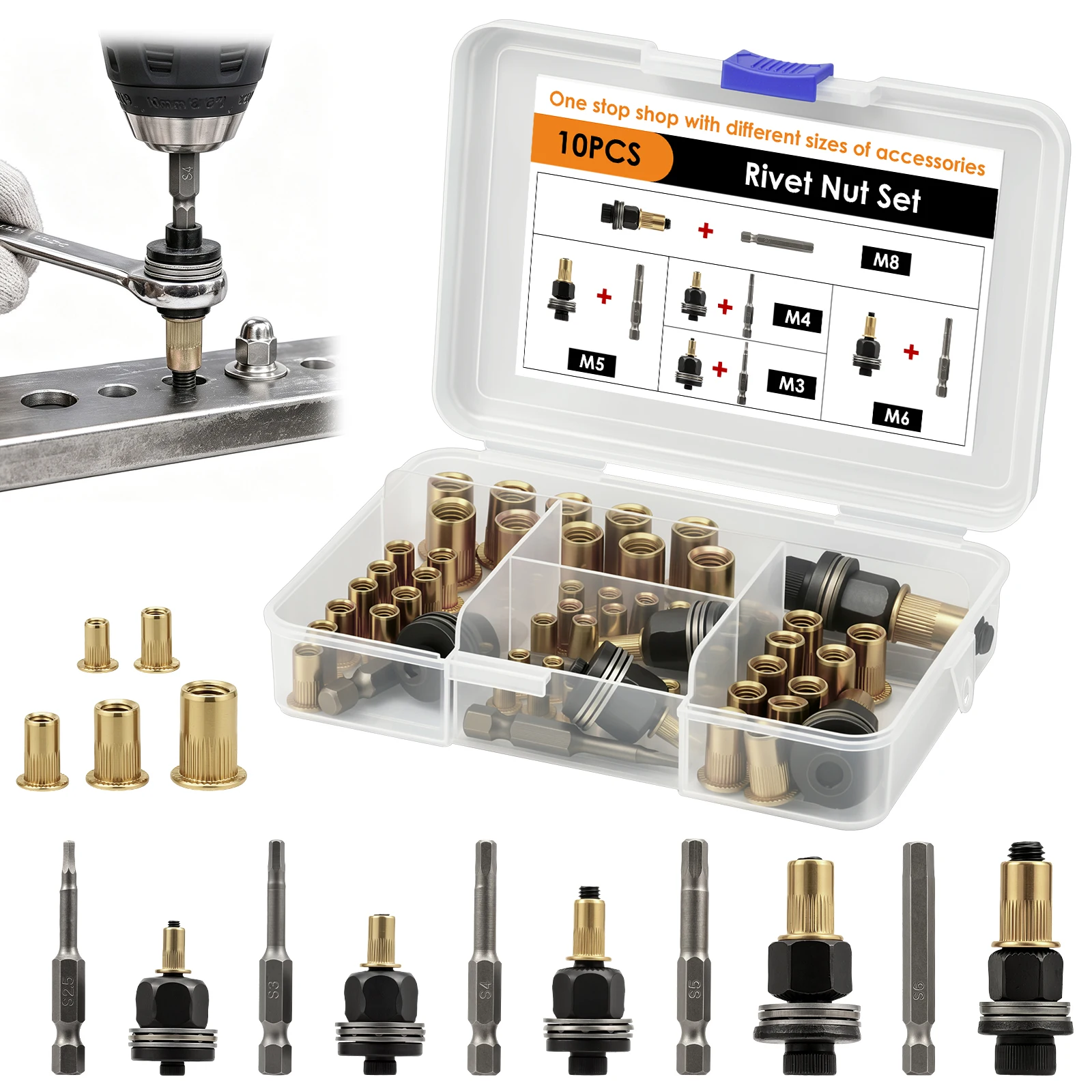 Rivet Setter Tool - Rivet Nut Tool Kit M3 M4