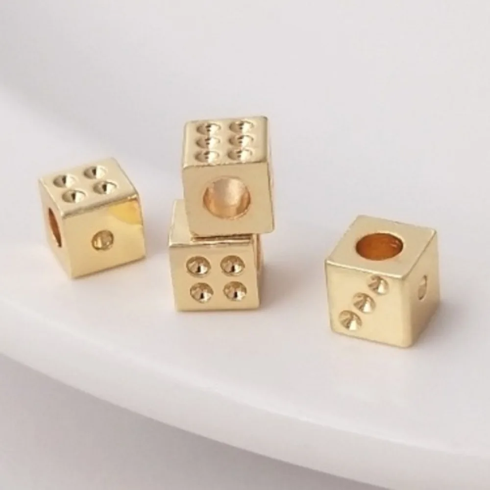 

Copper Beads 14K Gold Color Square Dice Beads 4mm Handmade Beaded DIY Bracelet Necklace Jewelry Beads
