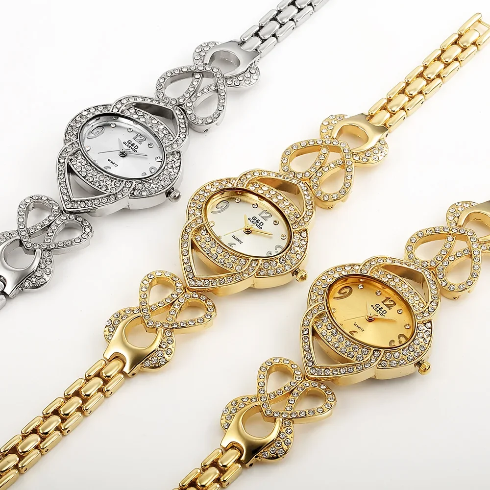 Relojes de pulsera para mujer y niña, reloj de pulsera de cuarzo con esfera blanca dorada y plateada, Orologio con incrustaciones de diamantes, reloj de pulsera ovalado para mujer, nuevo reloj de lujo