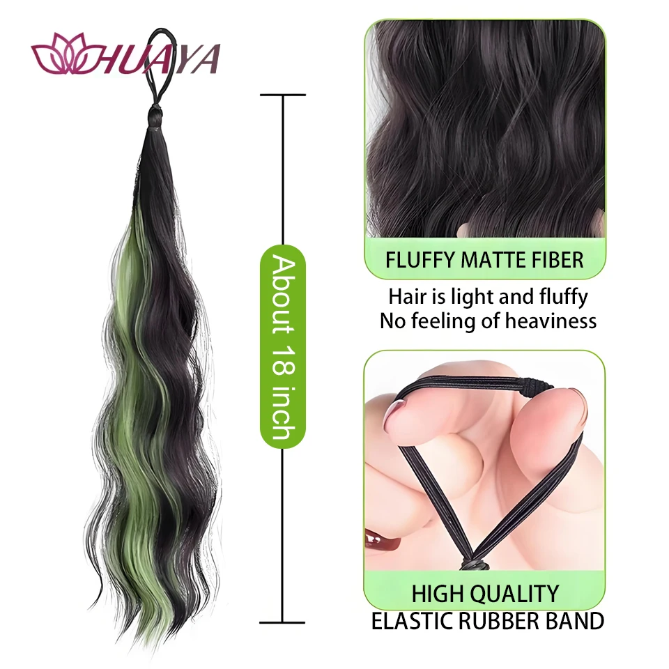 Synthetic Hair Bundle Ponytail Extension with Rubber Band Hairpiece  Women Hair Accessories as Ponytail or Wrap-around Hair Bun