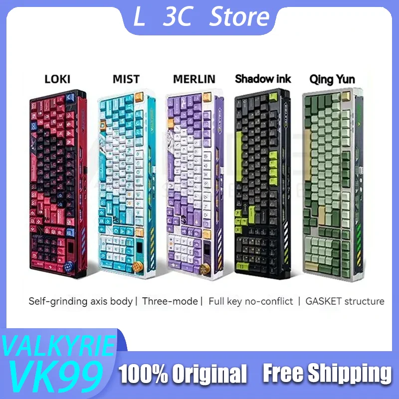 

VALKYRIE VK99 Tri-mode Wireless Bluetooth Customized Mechanical Keyboard Hot Swap NKRO RGB 8000mAh TFT Screen Gasket Gamer Gift