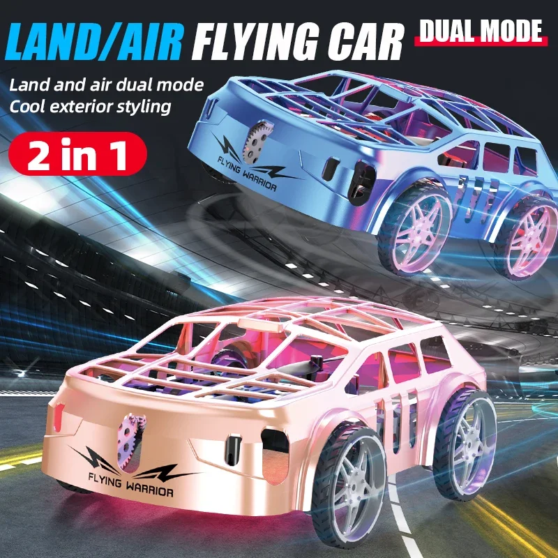 

2In1 Rc Car Air Land Mode Remote Control Drone with Cool Lighting Radio-Control Stunt Vehicle Multi-Function Electric Toys