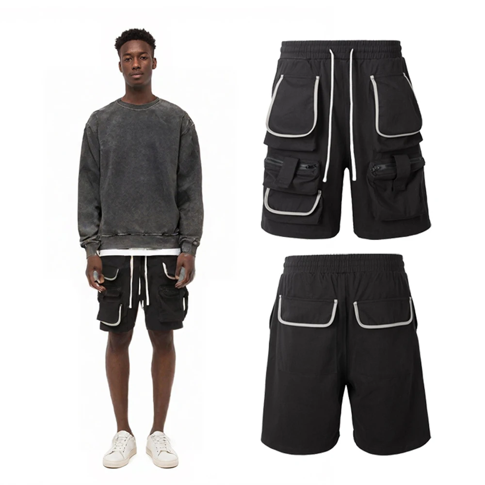 

Summer Clothing Men Cargo Shorts Pants Multiple Pockets with Zippers Streetwear Retro Street Style Casual Functional Short Pants