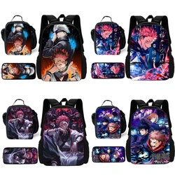 Child Jujutsu Kaisen Gojo Satoru School Backpack with Lunch Bags ,Pencil Bags ,School Bags for Boys Girls Best Gift