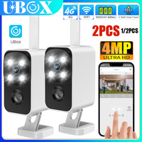 1/2PCS Ubox 4G WiFi Security Battery Camera 4MP Wireless Outdoor Surveillance Camera Night Vision PIR Human Motion Two-way Audio