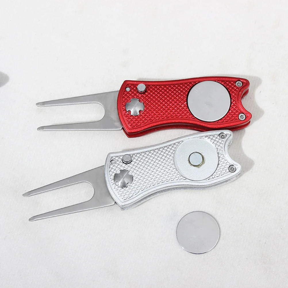 

3Pcs Metal Divot Tool Golf Accessory Heavy Duty Stainless Steel Aluminum Foldable Pitch Fork with Marker for Turf Repair