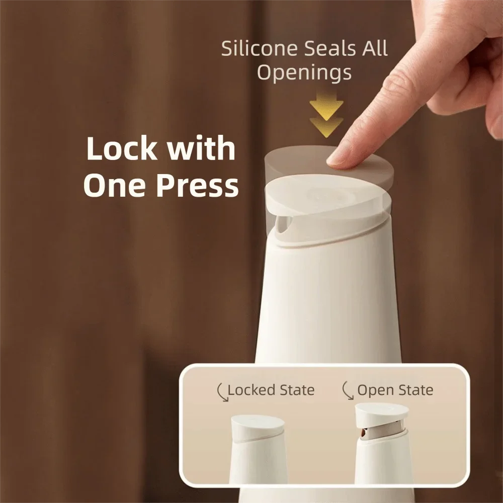 470ML Glass Oil Dispenser Light Proof Glass Visible Window Auto-Seal Oil Bottle Automatic Open Close Leak-Proof