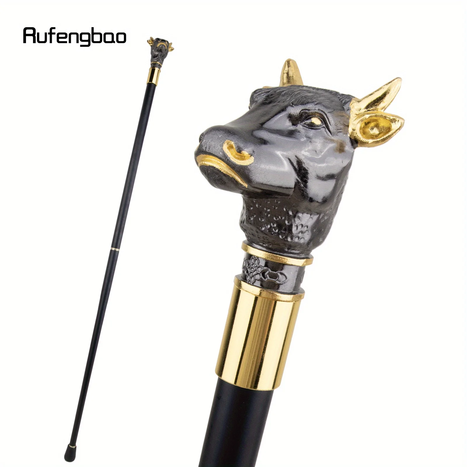 

Черный золотой бык, крупный рогатый скот, джентльмен, прогулочная трость, модная ручка джентльмена, трость для выступлений, сценическая трость 93 см