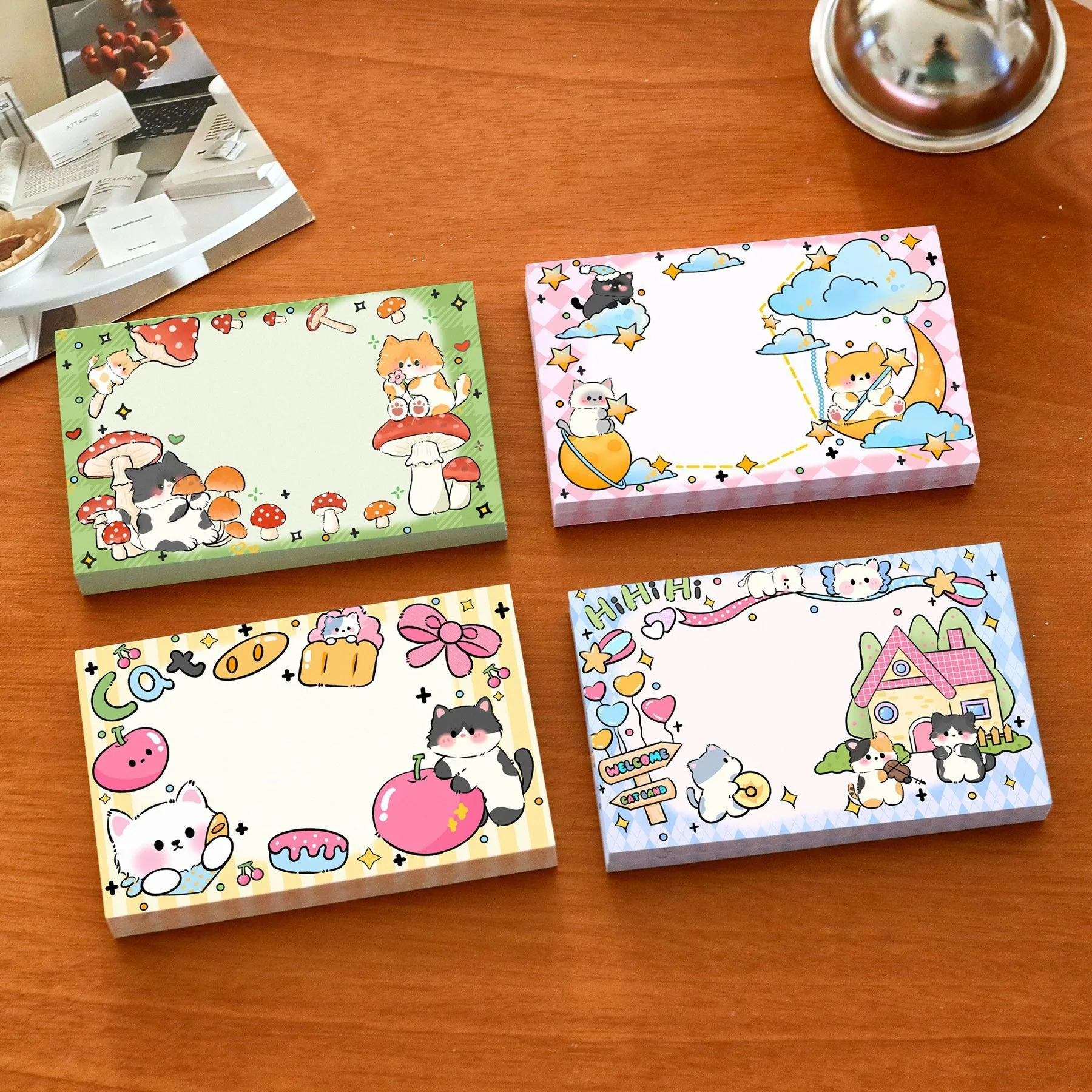 50/200/400sheets Cute Cat Sticky Note Cartoon Student Adhesive Stick Small Animal Stationery Sticker