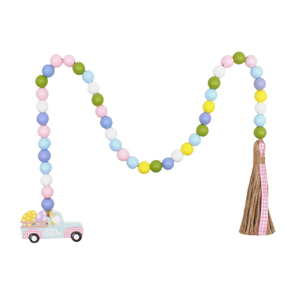 

Wooden Beaded Garland for Easter Decorations Hanging Door Beads Festive Farmhouse Style DIY Craft Event Party Supplies