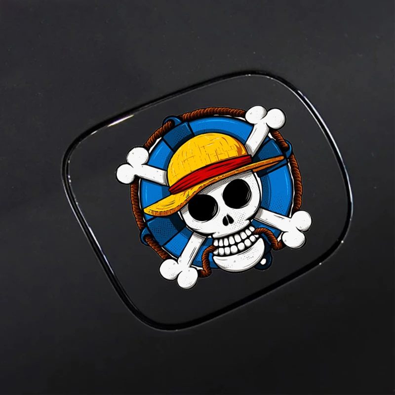 One Piece Anime Sticker Car Fuel Cap Decoration Skull Decoration Sticker Monkey D. Luffy Electric Car Sticker Children\'s ToyGift