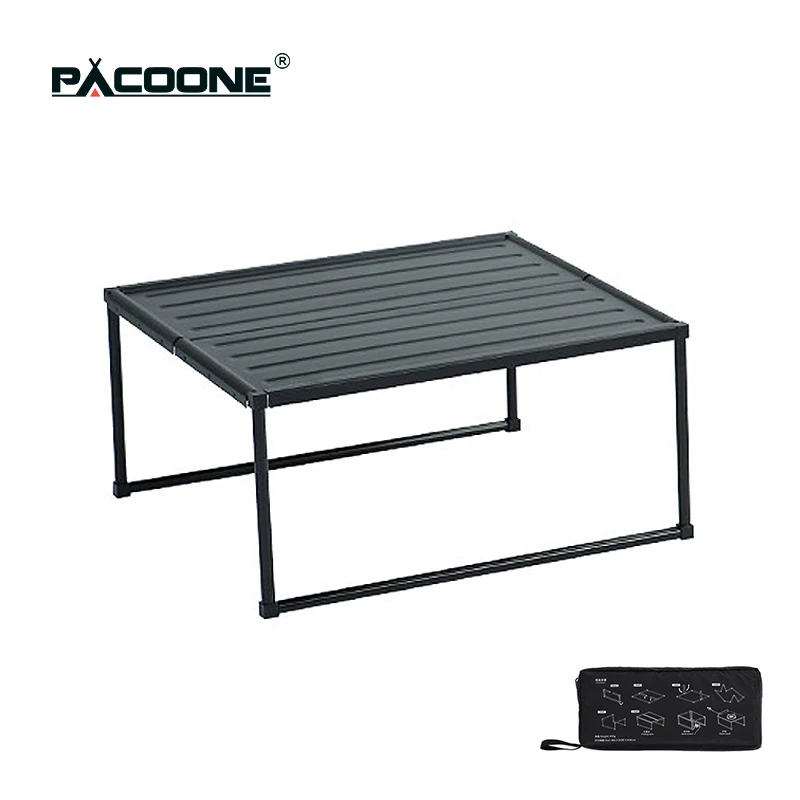 PACOONE Outdoor Folding Multifunctional Table Picnic Camping Desk Portable Aluminum Small Table Windshield Picnic